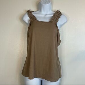 Ribbed Ruffle Sleeve Tank Top